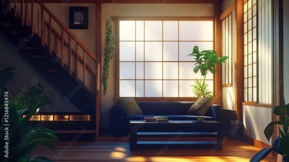Fototapeta premium Japanese Style Living Room Interior