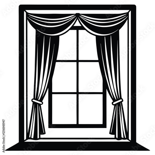 curtain silhouette vector art illustration