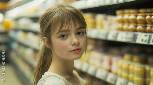 Wallpaper Mural Candid Portrait of a Teenage Girl Shopping in a Grocery Store Aisle Torontodigital.ca