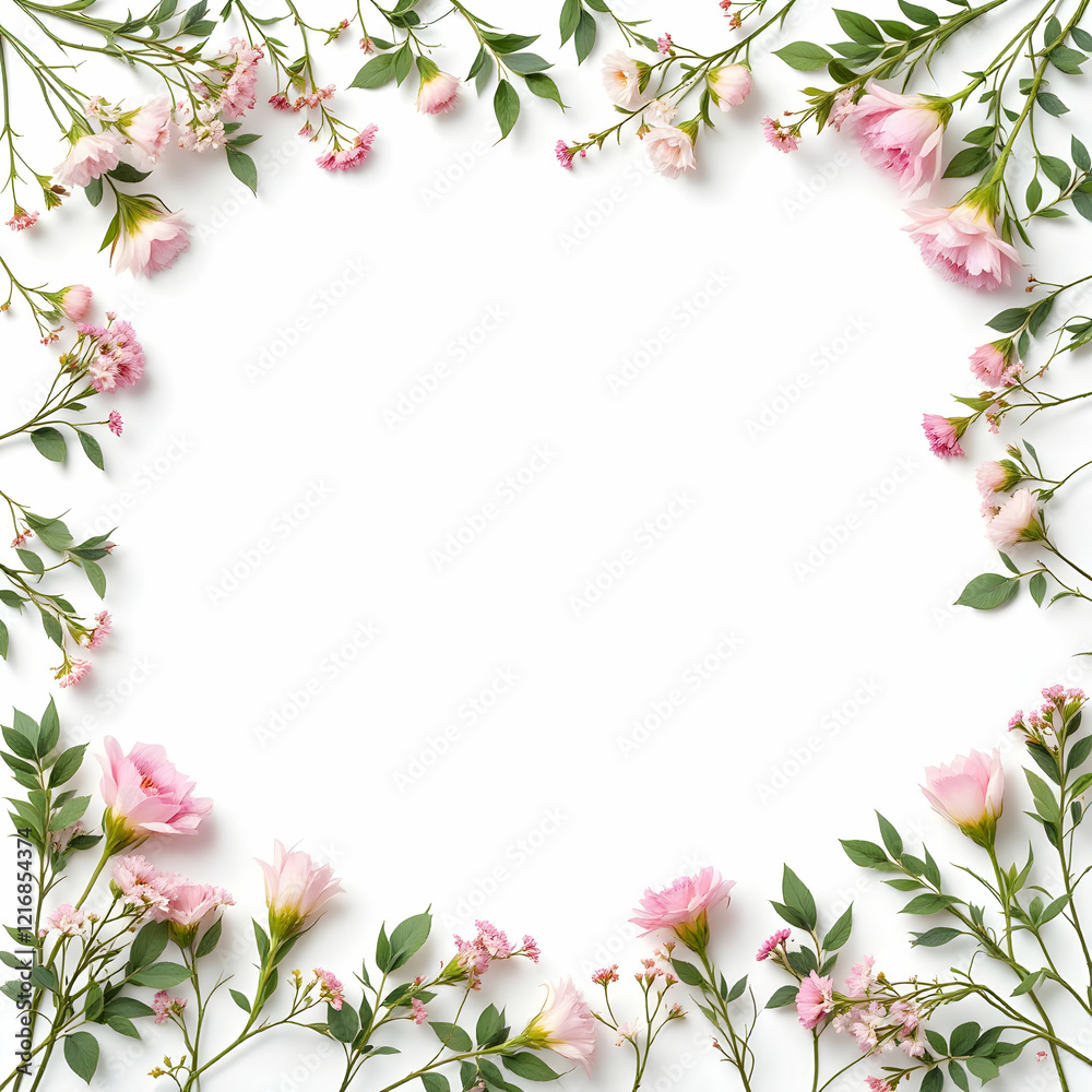 Pink Flower Frame isolated on white Pink Flower Frame isolated on white