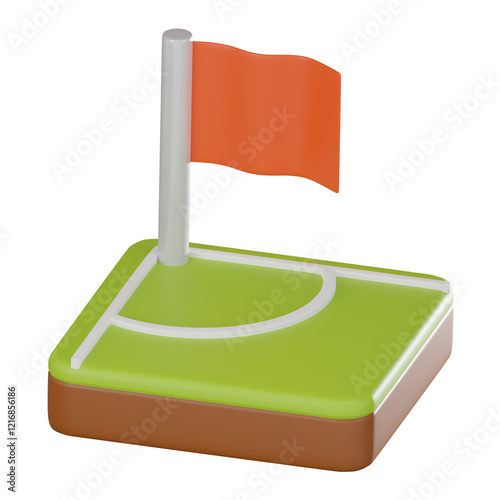 3D render, Corner Flag for Sports Themes Football, Icon Illustration