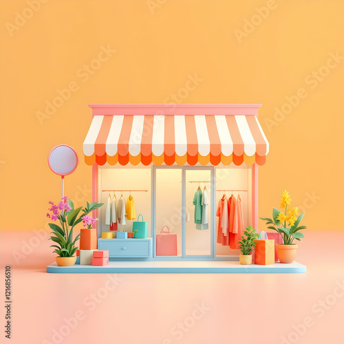 Charming Cartoon Shop isolated