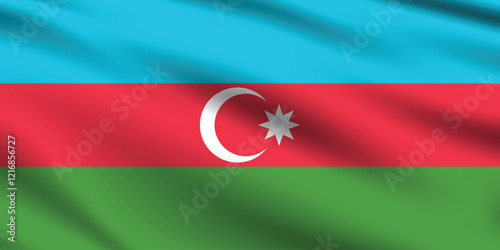 Azerbaijan flag official colors and proportion digital vector illustration. Pleated flag.