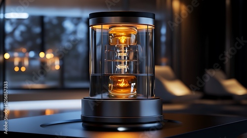 A calorimeter with dynamic glowing heat indicators and sleek metallic accents photo