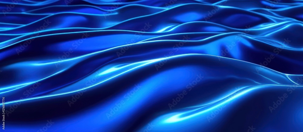 Obraz premium Abstract Blue Silk Waves: A Serene Digital Artwork