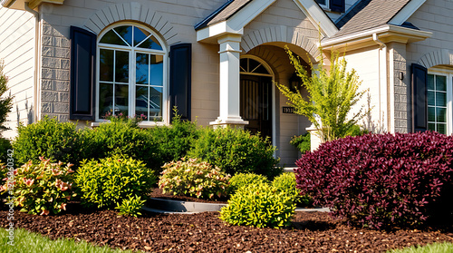 Dream House Exterior: Landscaping and Architectural Design.  A stunning home with beautiful landscaping, showcasing curb appeal and exterior design elements.