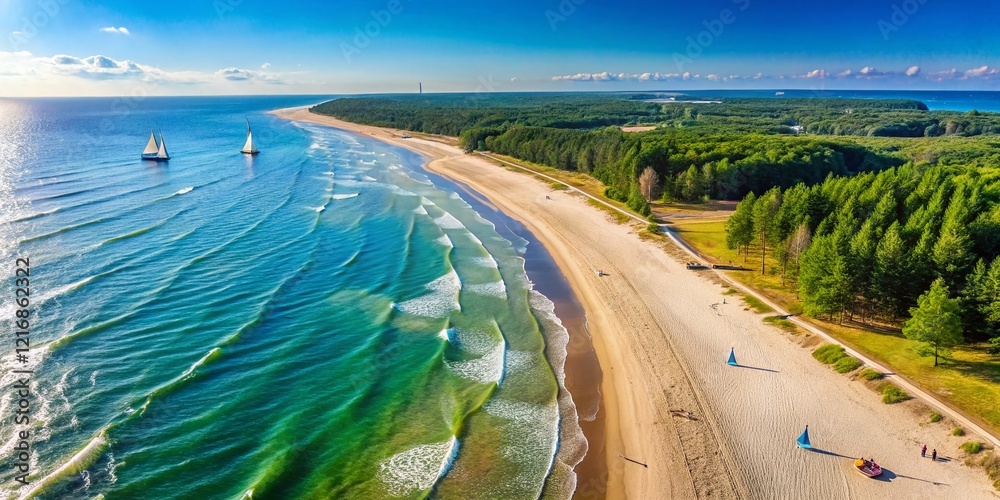 Fototapeta premium Baltic Sea Beach Vacation: Sunny Coastline Landscape