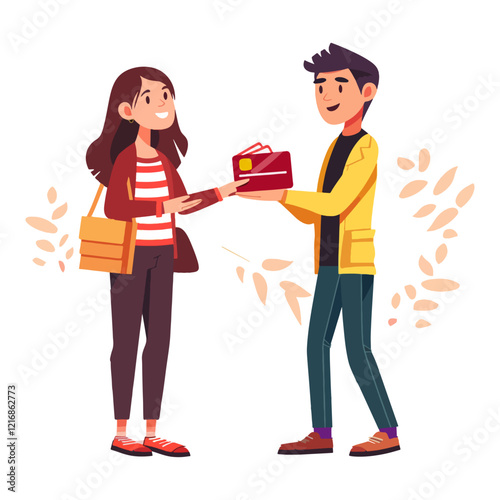 Flat customer loyalty illustration, customer getting a discount coupon