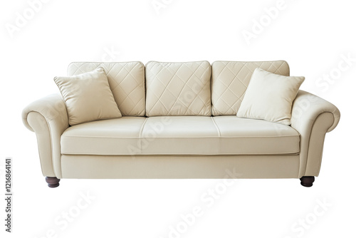 Soft sofa isolated on white background. Furniture item for home, hotel and office.