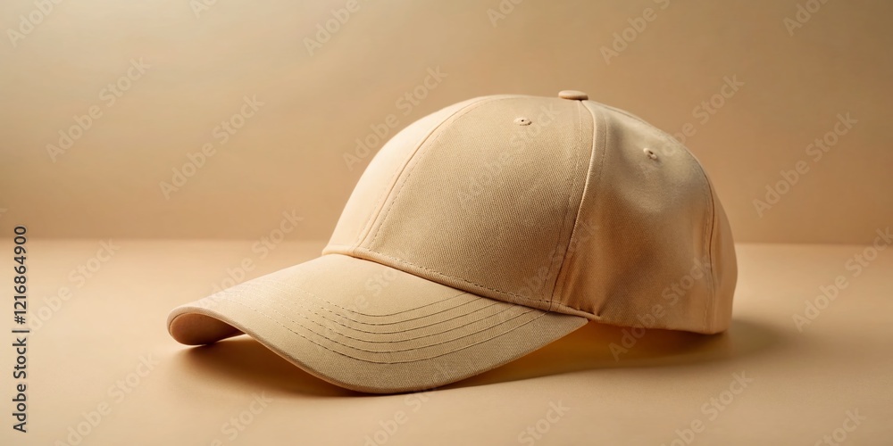 Fototapeta premium Beige Baseball Cap Mockup: Ready for Your Design - Minimalist Photography