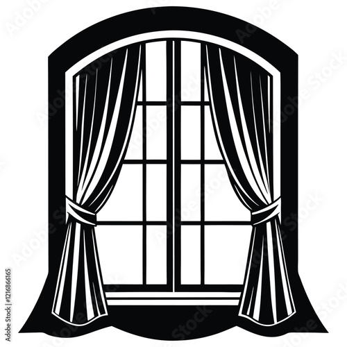 illustration of a curtain silhouette