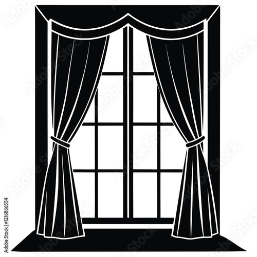 illustration of a curtain silhouette