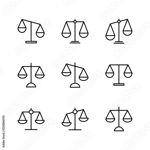 Scales icon set . Law scale icon. Justice sign