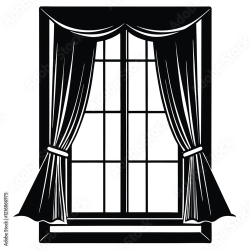 illustration of a curtain silhouette