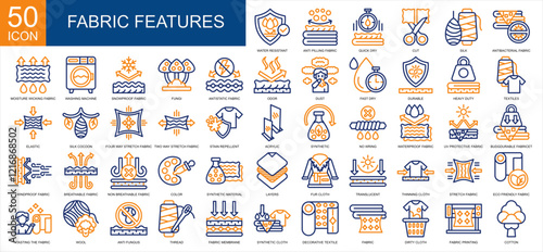 Fabric Features. 2line icons collection set. Simple vector illustration	
