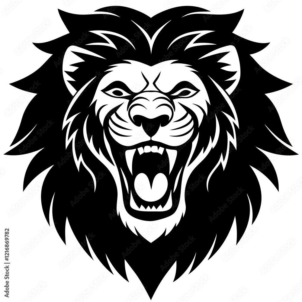 Fototapeta premium laughing lion head silhouette vector illustration