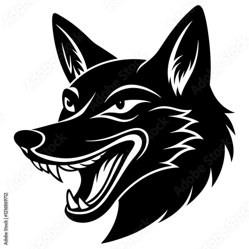  laughing coyote head silhouette vector illustration