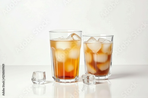 Wallpaper Mural Two glasses of iced tea with ice cubes on white background Torontodigital.ca
