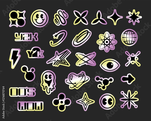 Set of y2k holographic stickers
