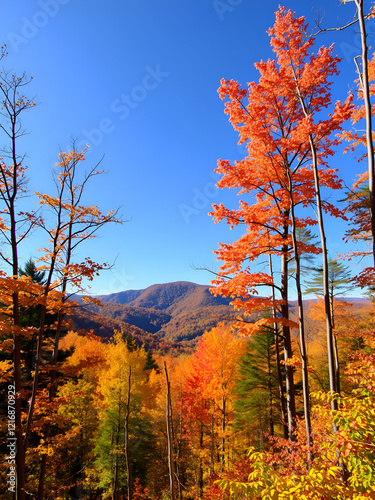 Smugglers' Notch State Park in autumn, New England. photo