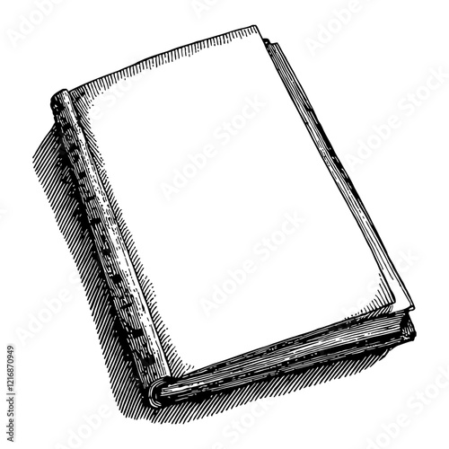 Open Book Journal Notebook Blank Page Black and White Outline Line Art Drawing Illustration