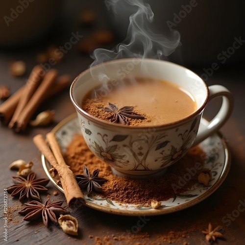 cup of coffee with cinnamon and anise