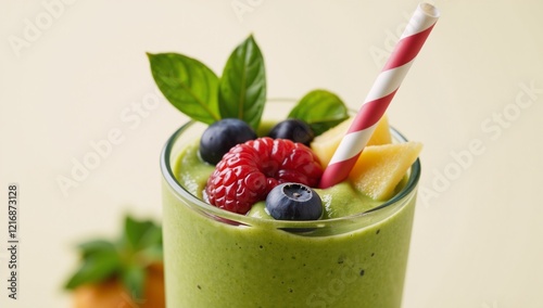 Refreshing vegan-friendly green smoothie with pineapple rich in nutrients and perfect for summer rehydration