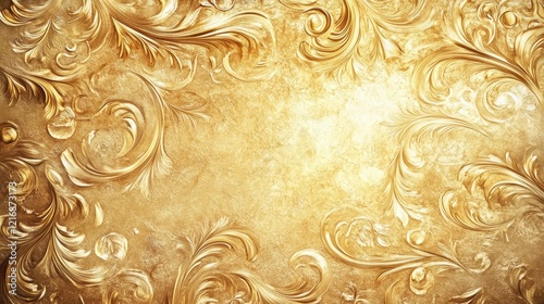 Wallpaper Mural Vintage gold floral background with embossed patterns and depth Torontodigital.ca