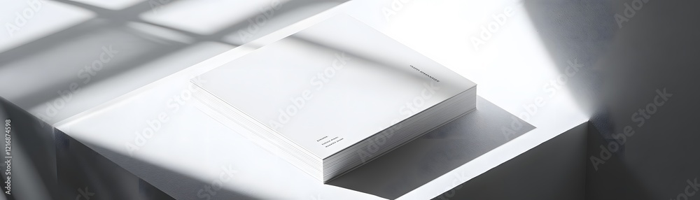A minimalist scene featuring a clean, white box placed on a modern surface, illuminated by soft light A minimalist scene featuring a clean, white box placed on a modern surface, illuminated by soft light