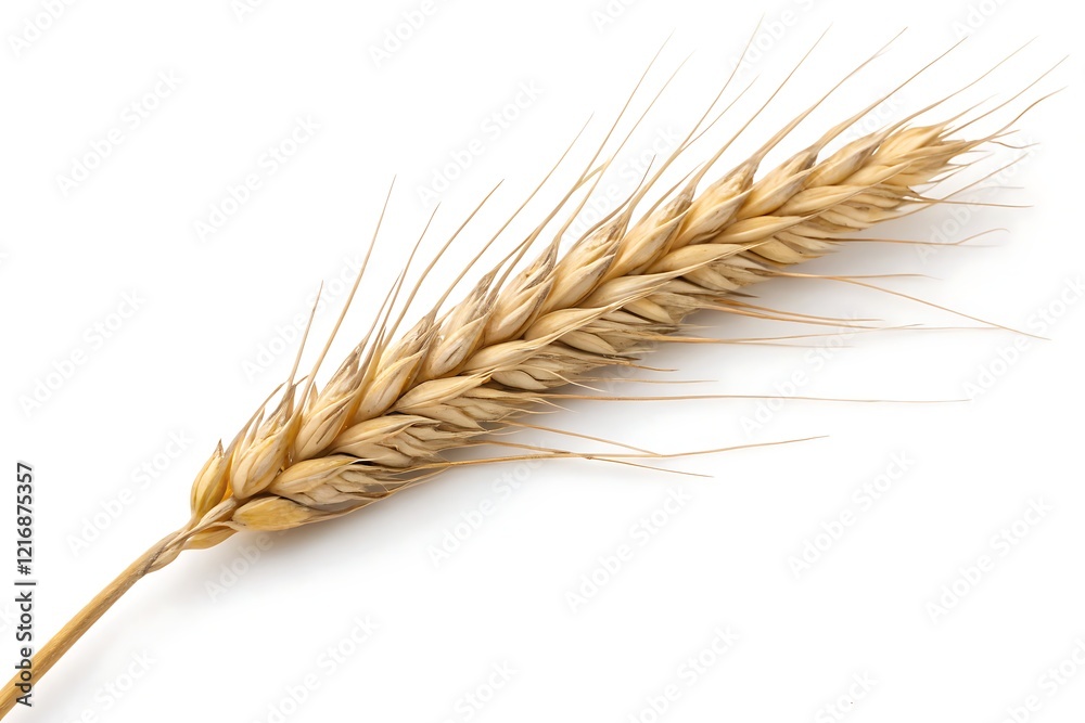 Isolated wheat spikelet on a clean background, perfect for agriculture, natural food, or farming-related designs.

