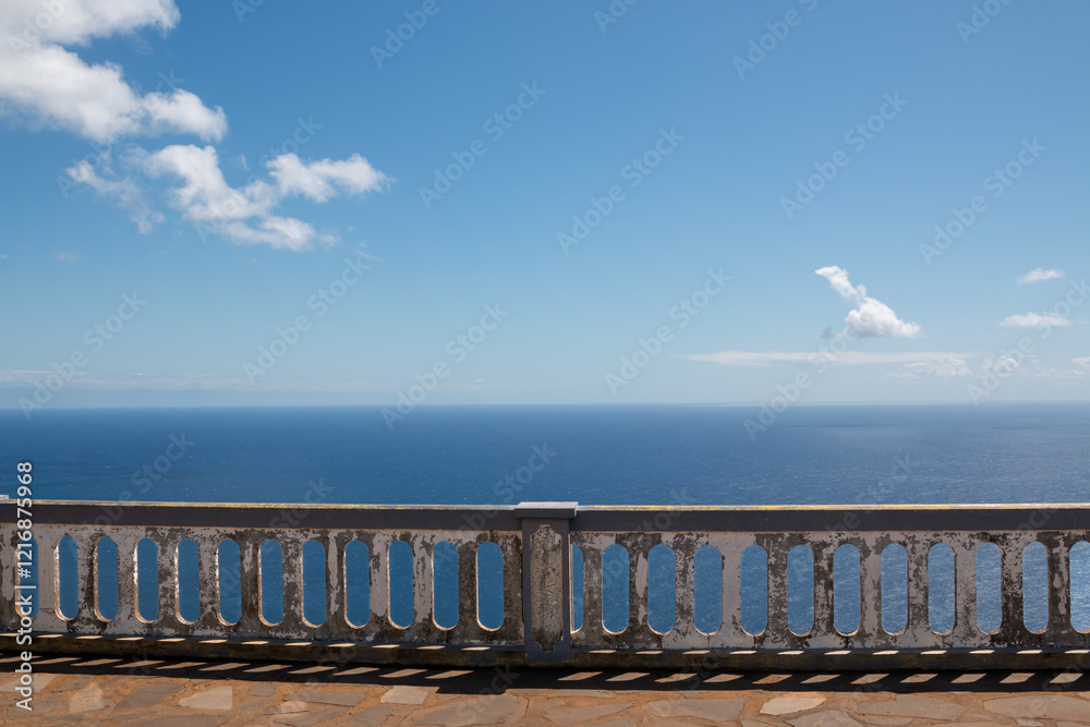 Terrace and Atlantic ocean, Ponta do Pargo, Madeira Terrace and Atlantic ocean, Ponta do Pargo, Madeira