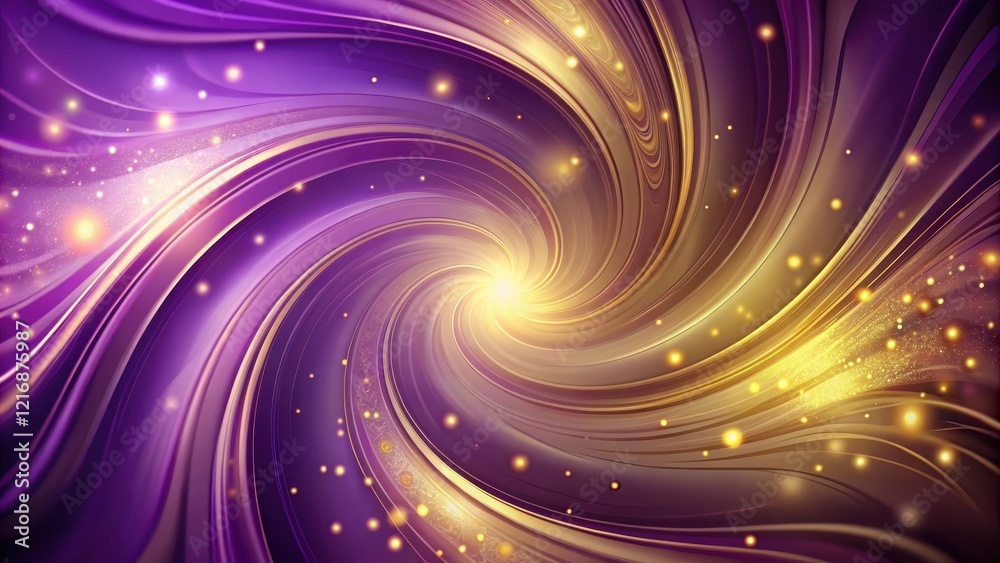 Obraz premium Swirling Purple Haze Background with Golden Accents, modern design, golden accents