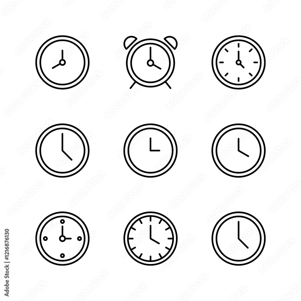 Clock icon set. Time icon vector. watch icon symbol