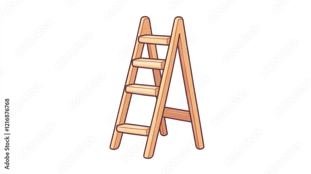 Wooden stepladder, isolated, home improvement, white background, DIY project Wooden stepladder, isolated, home improvement, white background, DIY project