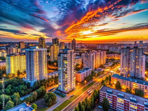 Akademichesky District, Ekaterinburg Sunset Timelapse: Modern Residential Area at Dusk photo