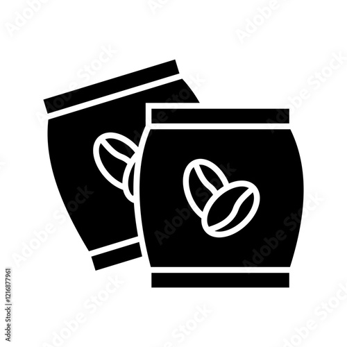 Coffee beans sack black hand drawn icon in grunge look . vector illustration, pictogram isolated on white background. color editable