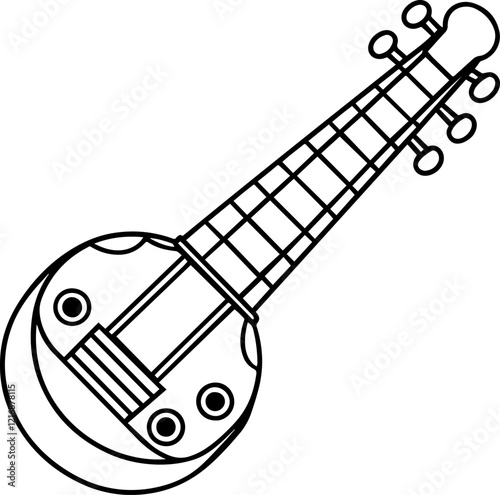 ektara musical instrument outline vector illustration