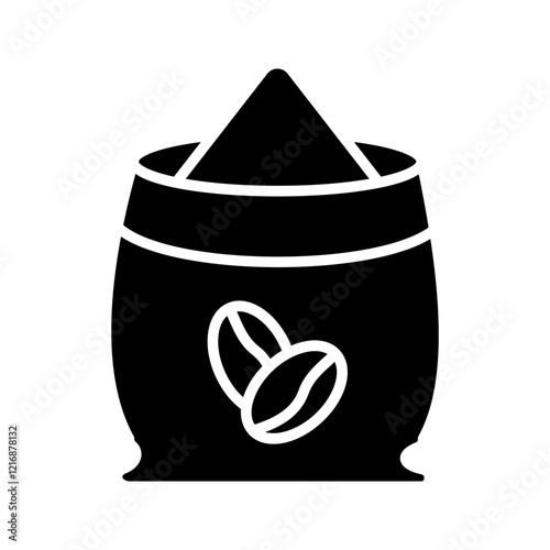 Coffee beans sack black hand drawn icon in grunge look icon vector illustration, pictogram isolated on white background. color editable