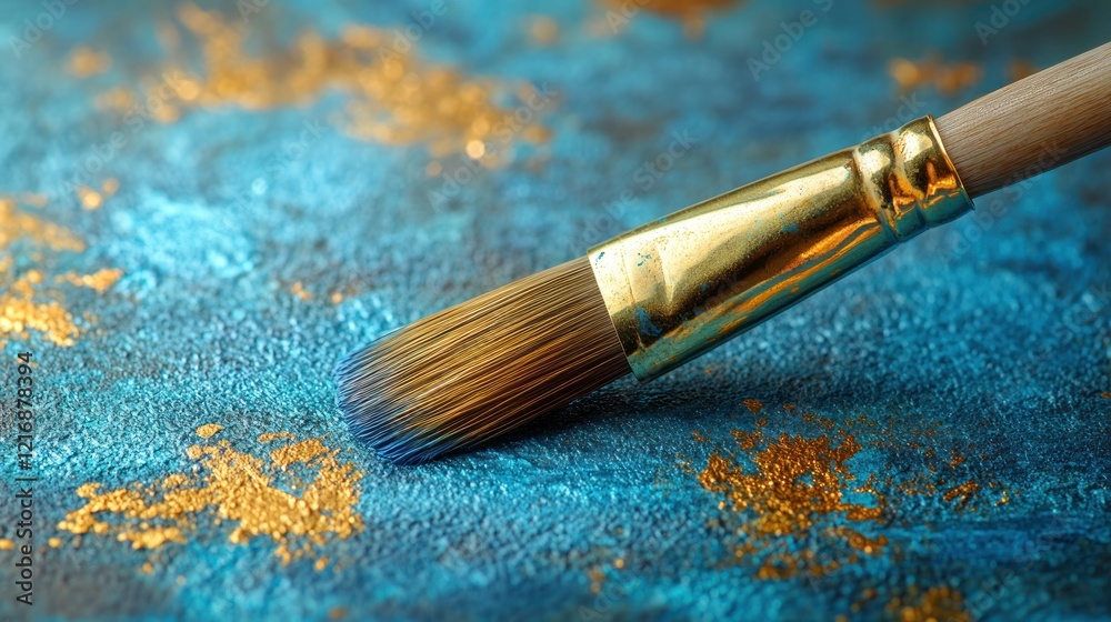 Blue gold paintbrush art studio texture Blue gold paintbrush art studio texture