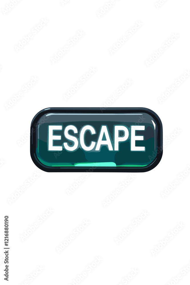 Stylish digital escape button with a glowing effect and bold lettering Stylish digital escape button with a glowing effect and bold lettering
