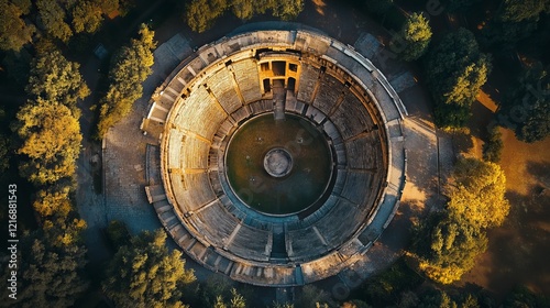 Wallpaper Mural Witness the grandeur of the Virgiliano Amphitheater from above. This aerial perspective captures the sweeping expanse and intricate details of one of Rome's most iconic monuments.  Torontodigital.ca