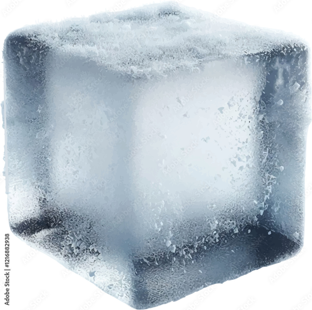 A realistic Single Ice Cube With Frosty Edges A realistic Single Ice Cube With Frosty Edges