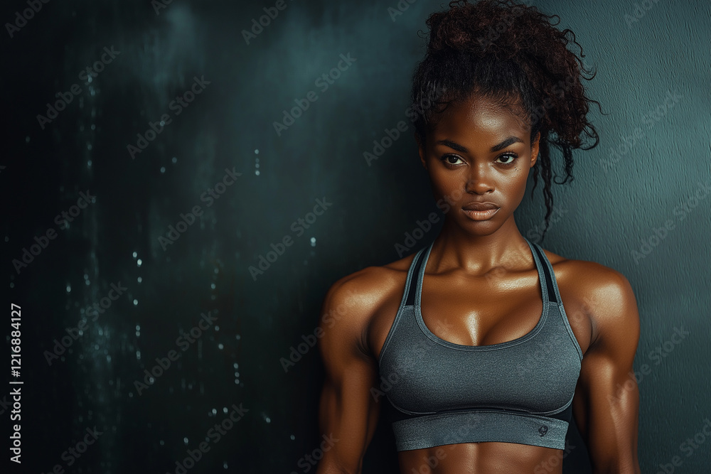 Obraz premium fit woman in a sports top looking at the camera after a workout