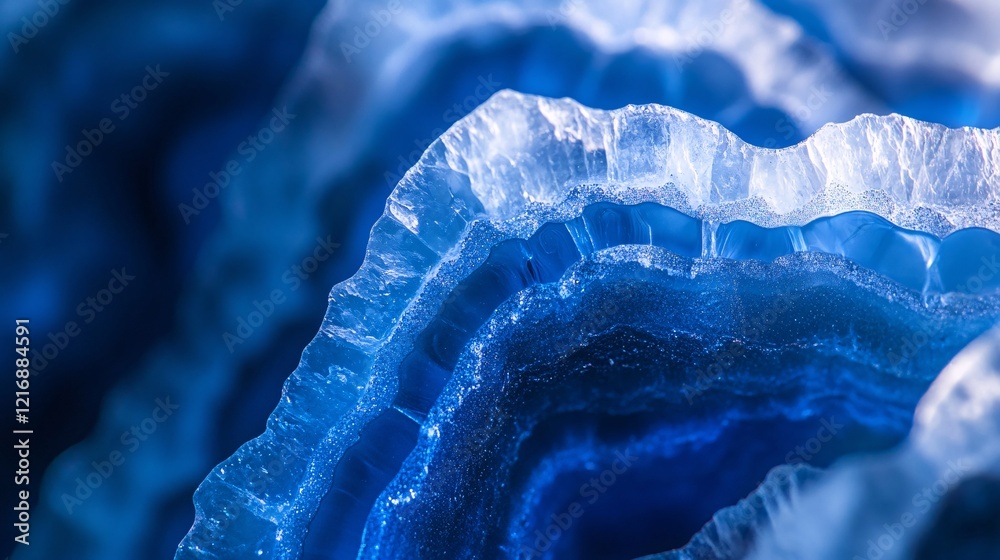 Obraz premium Close-Up of Intricate Blue Crystal Layers with Sparkling Textures and Detailed Patterns