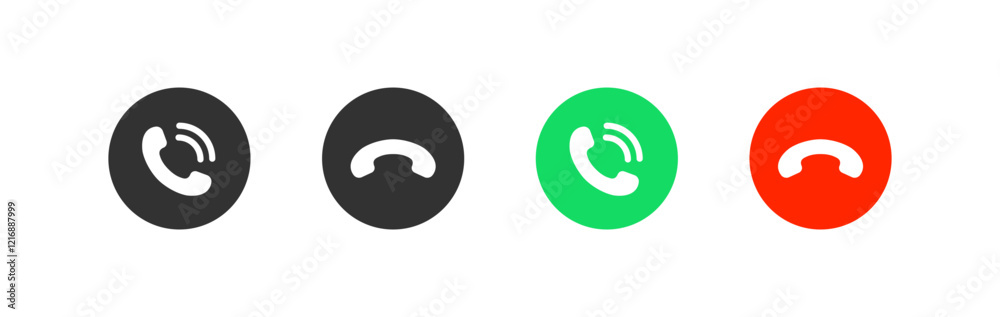 Phone call icon. Answer and decline mobile buttons. Business communication.