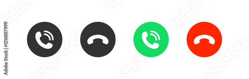 Phone call icon. Answer and decline mobile buttons. Business communication.
