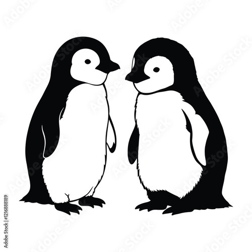 Baby Penguin silhouette clipart vector.