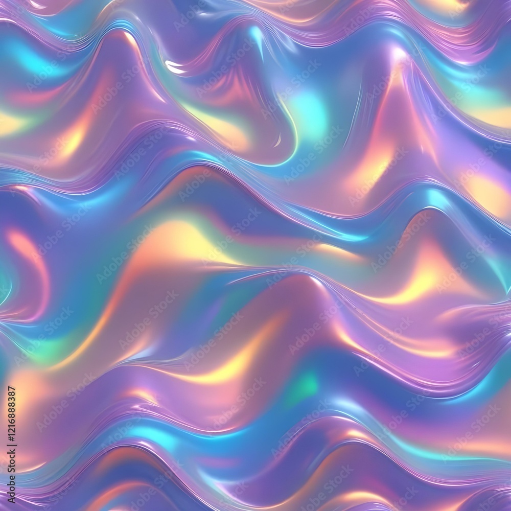 Fototapeta premium Wavy holographic texture with a glossy effect