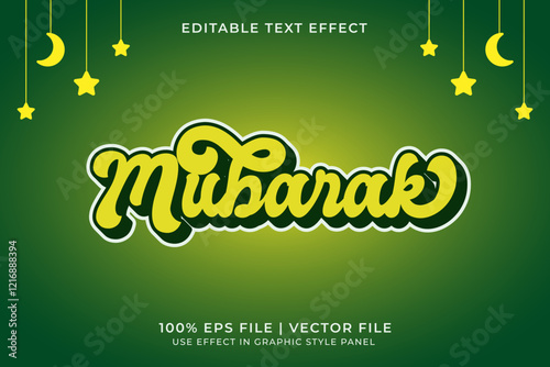 Eid Mubarak Editable Vector Text Effect. Ramadan Text Template