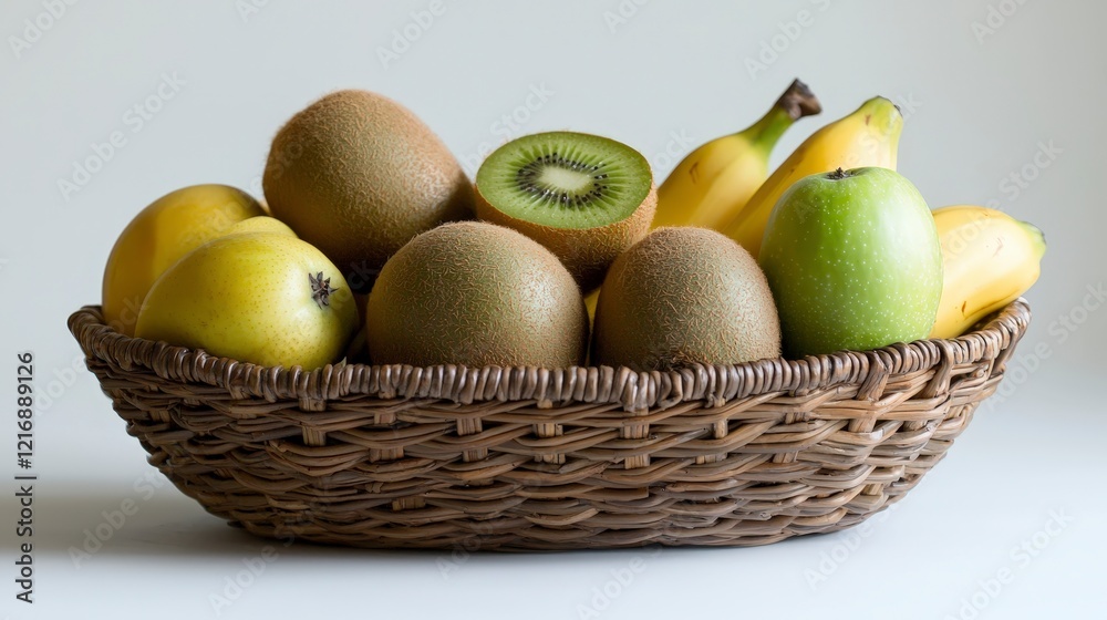 Fresh Fruit Basket with Kiwis, Bananas, Pears, and Apples Fresh Fruit Basket with Kiwis, Bananas, Pears, and Apples
